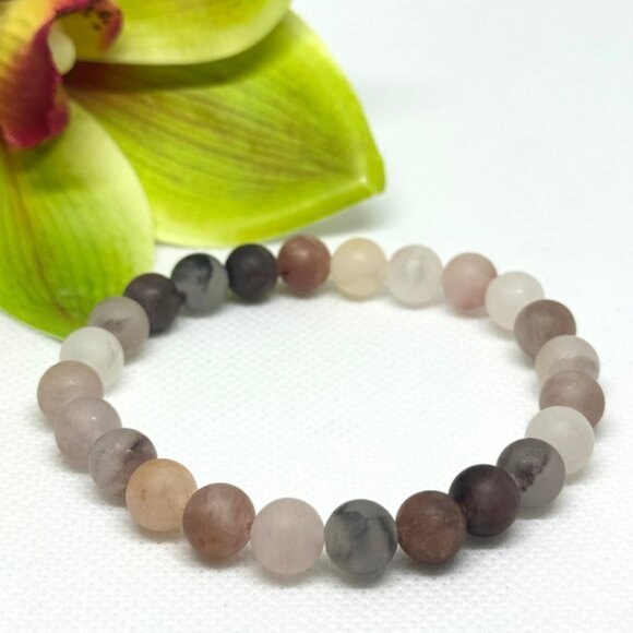 Violet Matte Agate Gemstone Bracelet | 8mm Handmade Crystal Jewelry - Picture 5 of 10
